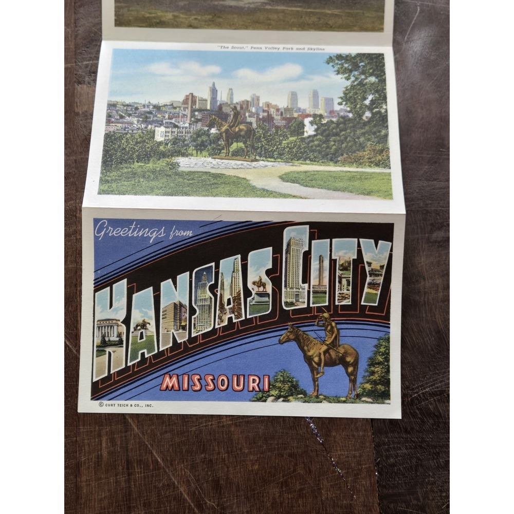 Vintage 40s SOUVENIR FOLDER of GREATER KANSAS CITY Postcard Album, Attractions - Picture 9 of 16